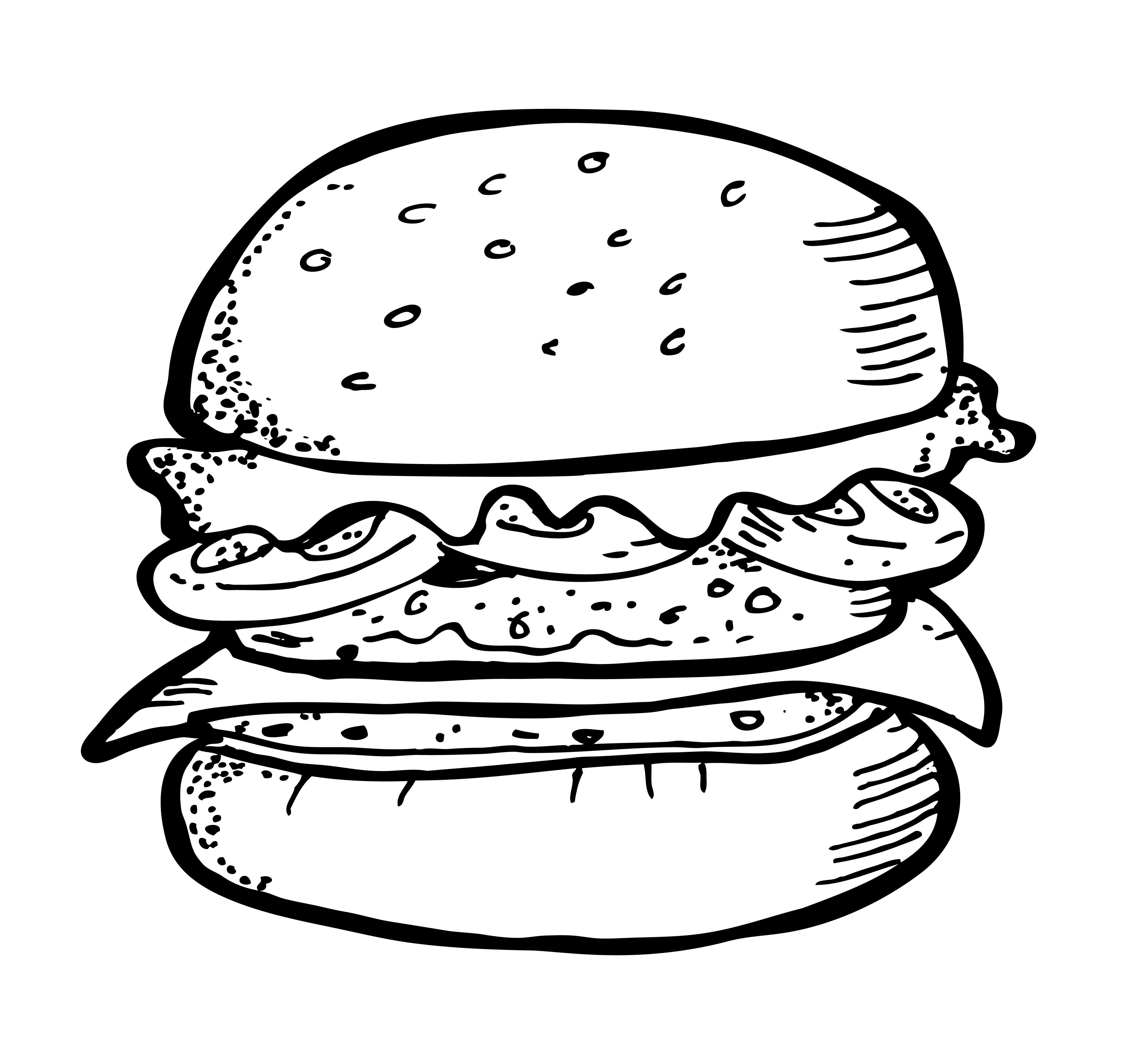 汉堡包怎么画 线描图片